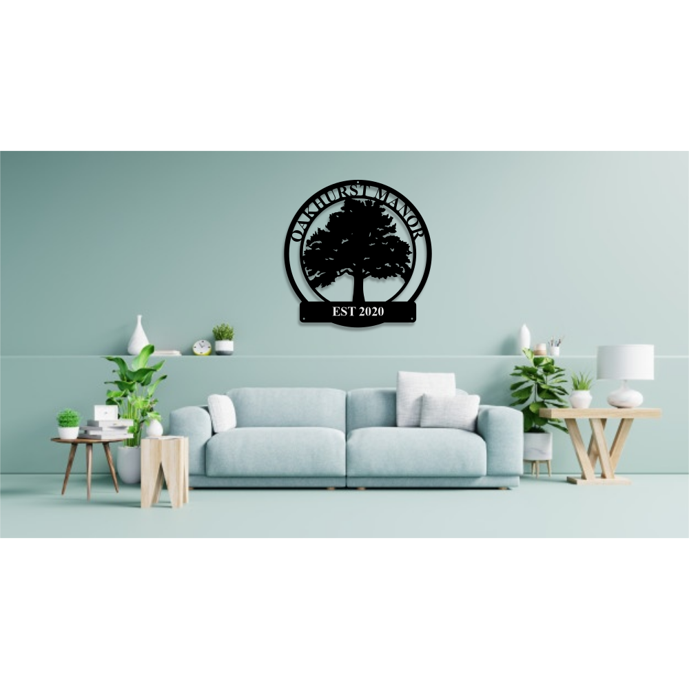 Monogramed Tree Oak Tree Monogram - Advanced Metal Art