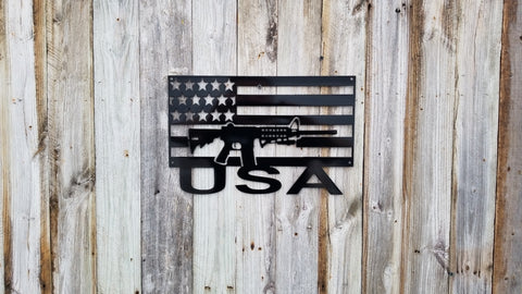 AR15 Inside A Flag With USA-advanced-metal-art.myshopify.com