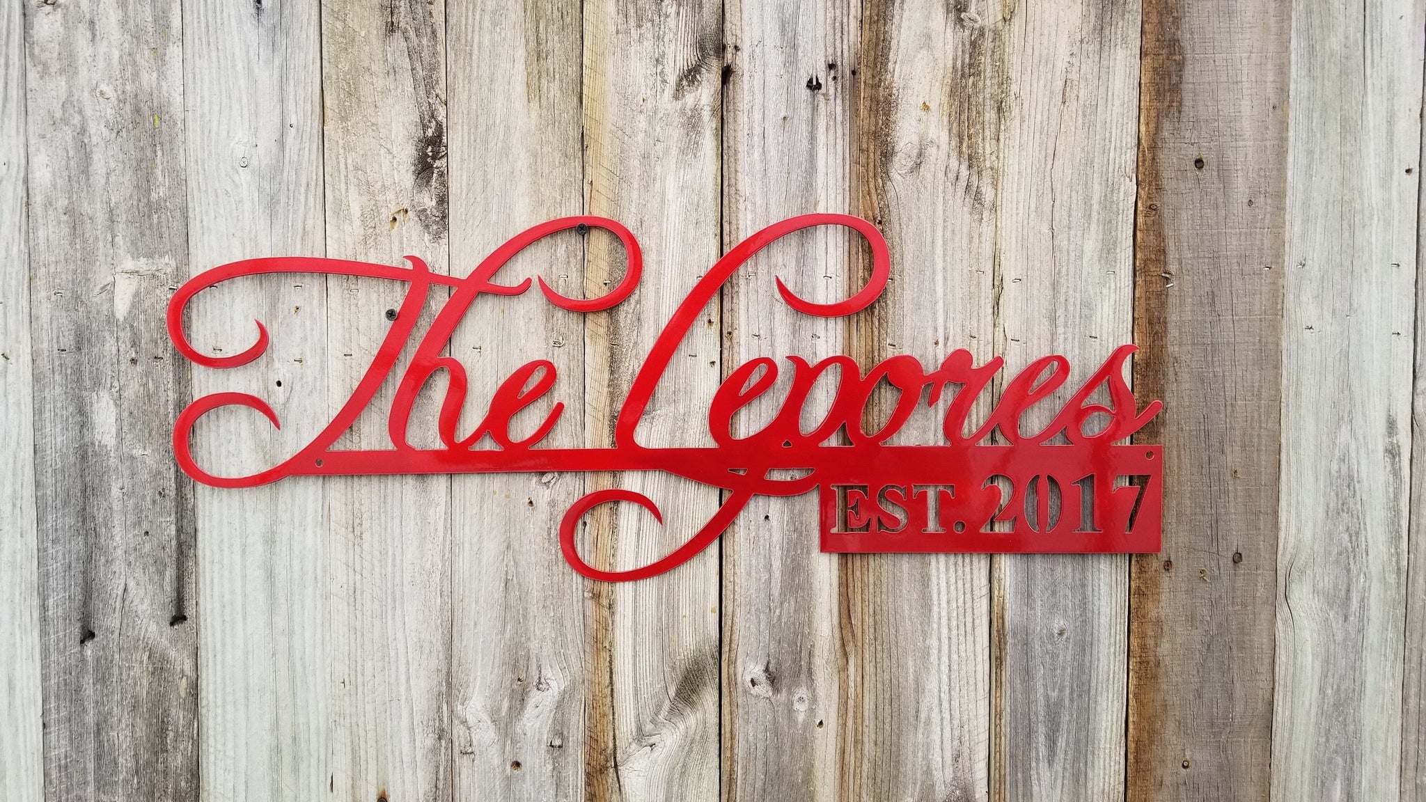 Date Sign Cursive Cursive Name Bar with Established Year - Anniversary or Wedding Plaque ...