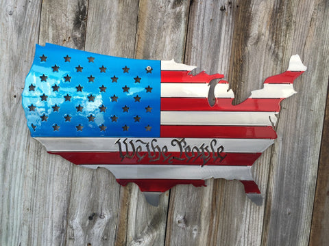 We The People USA Map Painted As An American Flag-advanced-metal-art.myshopify.com